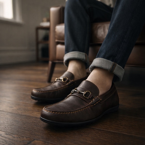Martin Dingman Other - Martin Dingman Brown Leather Horsebit Loafers Driving Moc Vibram Sole 12W